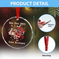 Funny Xmas Crystal Glass Ornament Hide Your Wife From Krampus TS09