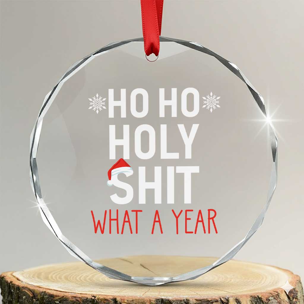 Funny Xmas Crystal Glass Ornament Ho Ho Holy Shit What A Year TS09