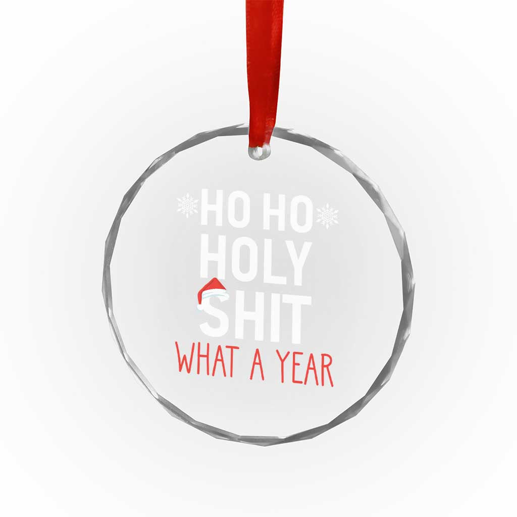 Funny Xmas Crystal Glass Ornament Ho Ho Holy Shit What A Year TS09
