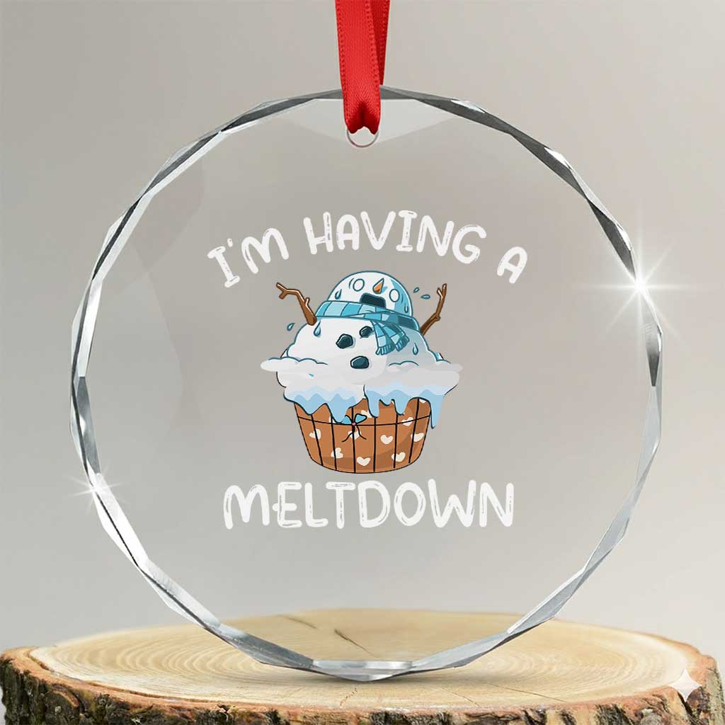 Funny Xmas Crystal Glass Ornament I'm Having A Meltdown Snowman Melting Snow Icecream TS09
