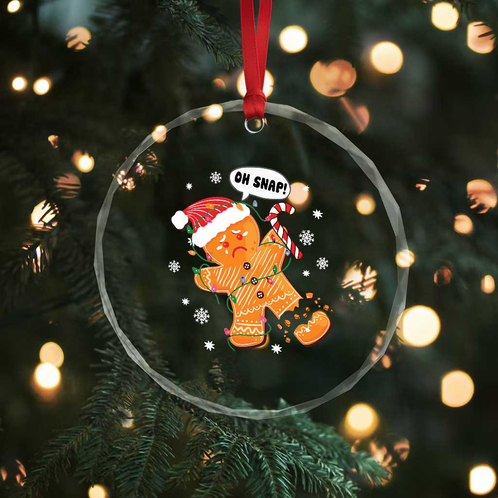 Funny Xmas Crystal Glass Ornament Op Snap Gingerbread Broken Leg TS09