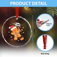 Funny Xmas Crystal Glass Ornament Op Snap Gingerbread Broken Leg TS09