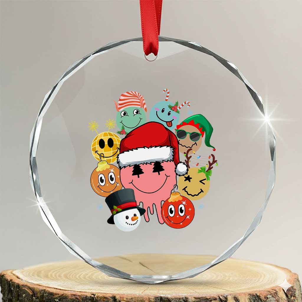 Funny Xmas Crystal Glass Ornament Retro Groovy Xmas Tree Eye Face Reindeer Snowman Efl TS09