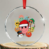 Funny Xmas Crystal Glass Ornament Retro Groovy Xmas Tree Eye Face Reindeer Snowman Efl TS09