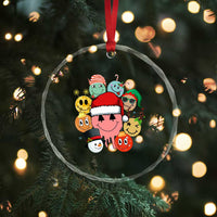 Funny Xmas Crystal Glass Ornament Retro Groovy Xmas Tree Eye Face Reindeer Snowman Efl TS09