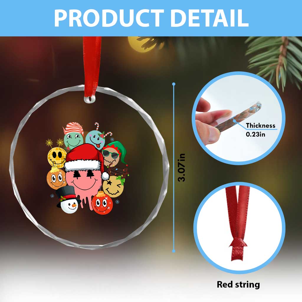 Funny Xmas Crystal Glass Ornament Retro Groovy Xmas Tree Eye Face Reindeer Snowman Efl TS09