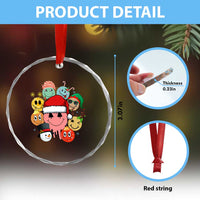 Funny Xmas Crystal Glass Ornament Retro Groovy Xmas Tree Eye Face Reindeer Snowman Efl TS09