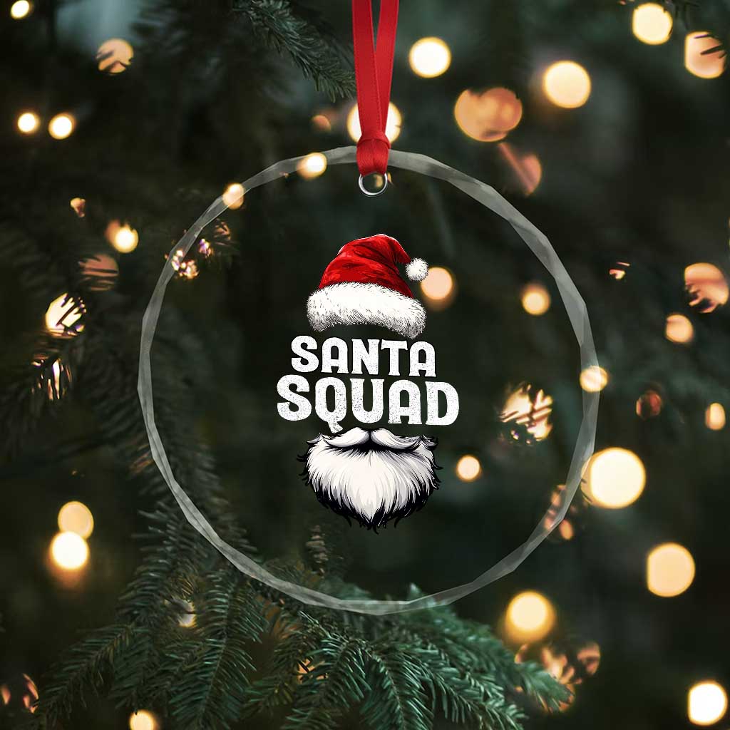 Funny Xmas Crystal Glass Ornament Santa Squad Team Family Crew TS11