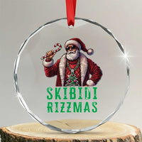 Funny Xmas Crystal Glass Ornament Skibidi Rizzmas Cool Santa Gangsta TS09