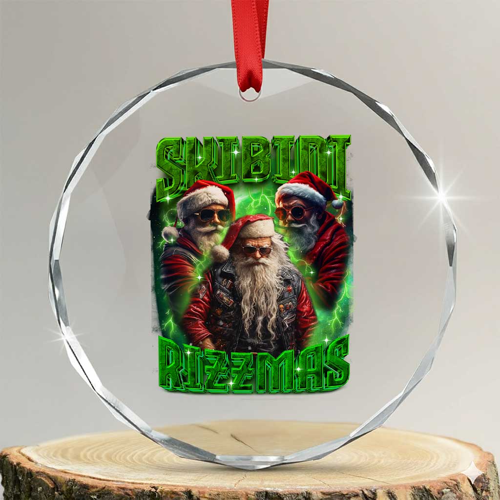 Funny Xmas Crystal Glass Ornament Skibidi Rizzmas Cool Santa Rizz TS09