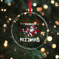 Funny Xmas Crystal Glass Ornament Skibidi Rizzmas Cool Santa Skateboard Rizz TS09