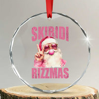 Funny Xmas Crystal Glass Ornament Skibidi Rizzmas Pink Santa Bubble Gum TS09