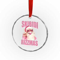 Funny Xmas Crystal Glass Ornament Skibidi Rizzmas Pink Santa Bubble Gum TS09