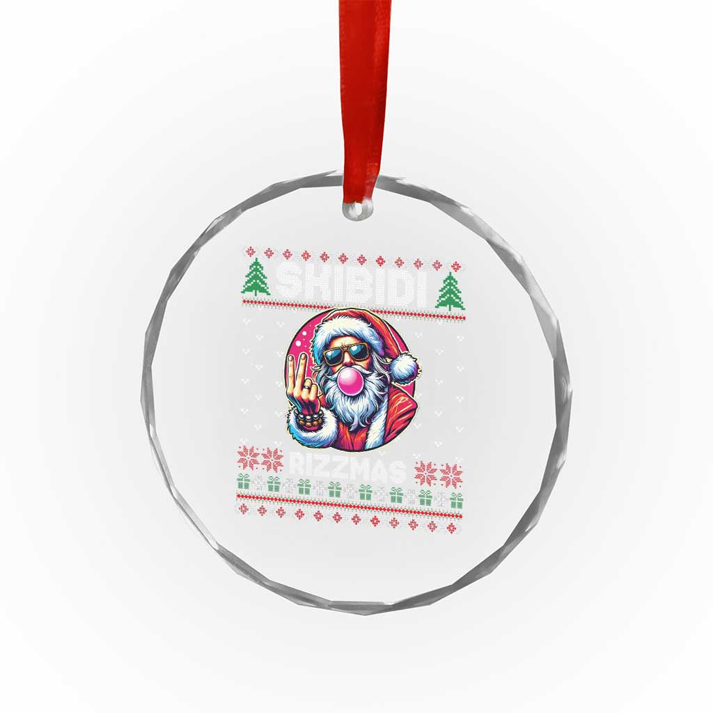 Funny Xmas Crystal Glass Ornament Skibidi Rizzmas Santa Bubble Gum TS09