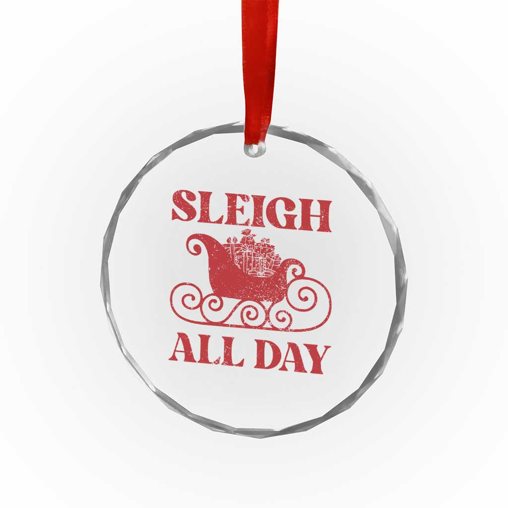 Funny Xmas Crystal Glass Ornament Sleigh All Day Xmas Santa's Sleigh TS11