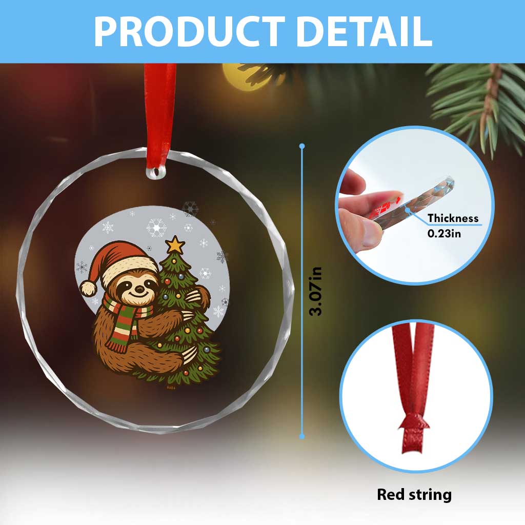 Funny Xmas Crystal Glass Ornament Slothin Around The Christmas Tree TS12