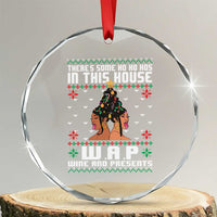 Funny Xmas Crystal Glass Ornament There Is Some Ho Ho Hos In This House WAP Wine And Present TS09