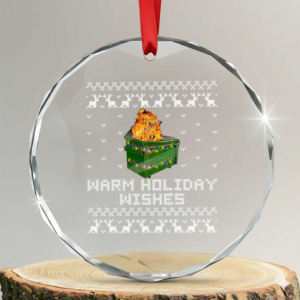 Funny Xmas Crystal Glass Ornament Warm Holiday Wishes Dumpster Fire TS10