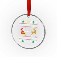 Funny Xmas Deer Hunting Crystal Glass Ornament You Can Run But You Can't Hide Santa TS11