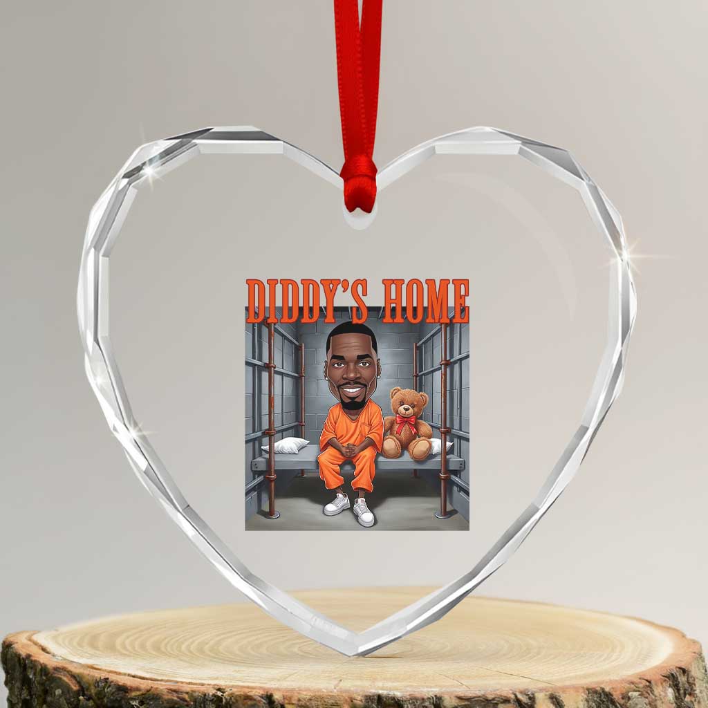 Funny Xmas Diddy Party Diddy Home Heart Crystal Glass Ornament - Wonder Print Shop