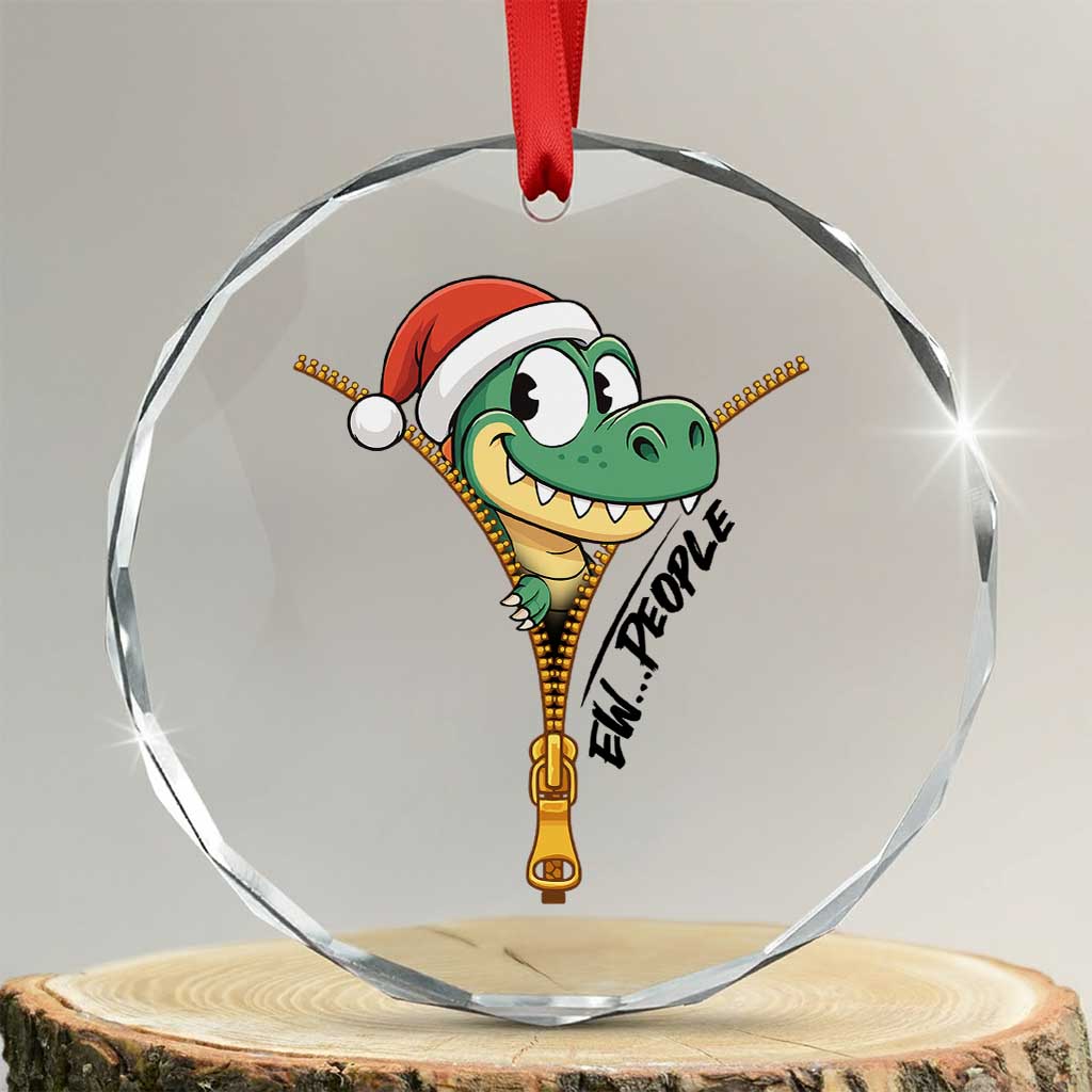 Funny Xmas Dinosaur Crystal Glass Ornament Ew People Xmas Gift TS12