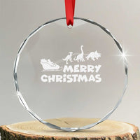 Funny Xmas Dinosaur Crystal Glass Ornament Merry Christmas Dino Santa's Sleigh - Wonder Print Shop
