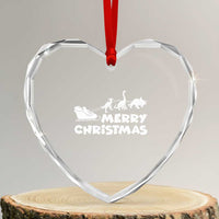 Funny Xmas Dinosaur Heart Crystal Glass Ornament Merry Christmas Dino Santa's Sleigh - Wonder Print Shop