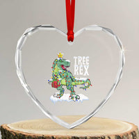Funny Xmas Dinosaur Heart Crystal Glass Ornament Tree Rex Dinosaur Xmas Tree - Wonder Print Shop