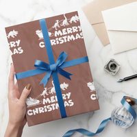 Funny Xmas Dinosaur Wrapping Paper Roll Merry Christmas Dino Santa's Sleigh - Wonder Print Shop