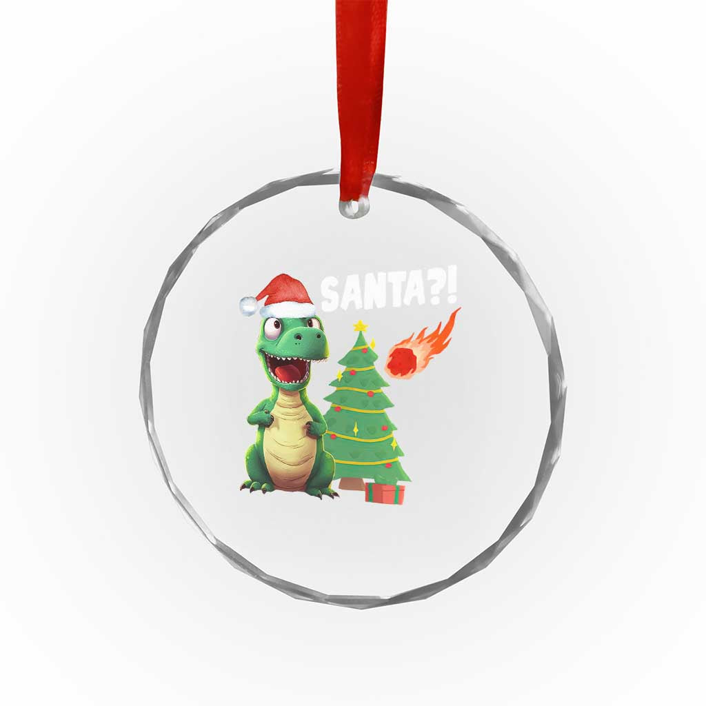Funny Xmas Dinosaurs Extinction Crystal Glass Ornament Is That Santa Cute Dino TS09