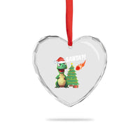 Funny Xmas Dinosaurs Extinction Heart Crystal Glass Ornament Is That Santa Cute Dino - Wonder Print Shop