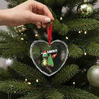 Funny Xmas Dinosaurs Extinction Heart Crystal Glass Ornament Is That Santa Cute Dino - Wonder Print Shop