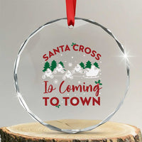 Funny Xmas Dirt Bike Crystal Glass Ornament Santa Cross Is Coming To Town Motorcross TS11