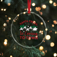 Funny Xmas Dirt Bike Crystal Glass Ornament Santa Cross Is Coming To Town Motorcross TS11