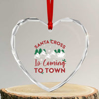 Funny Xmas Dirt Bike Heart Crystal Glass Ornament Santa Cross Is Coming To Town Motorcross - Wonder Print Shop