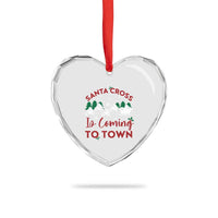 Funny Xmas Dirt Bike Heart Crystal Glass Ornament Santa Cross Is Coming To Town Motorcross - Wonder Print Shop