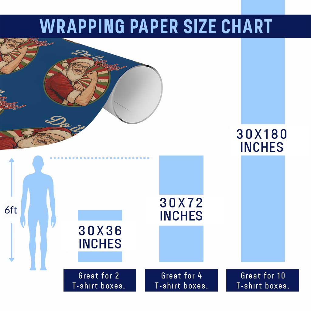 Funny Xmas Do It Lady Wrapping Paper Roll Mustache Guy Meme Santa Cosplay - Wonder Print Shop