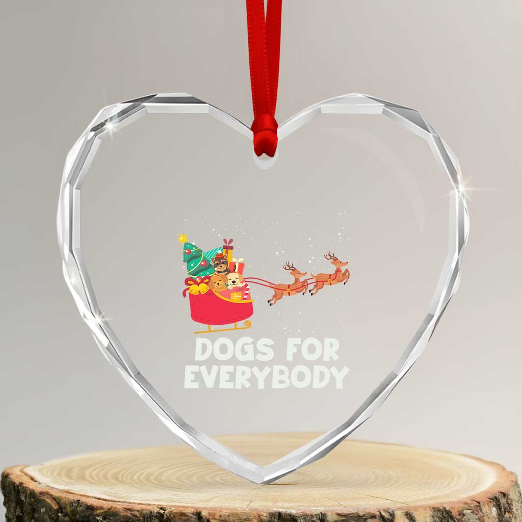 Funny Xmas Dog Heart Crystal Glass Ornament Dogs For Everybody Sleigh - Wonder Print Shop