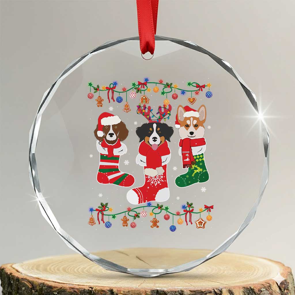 Funny Xmas Dog Owner Crystal Glass Ornament Socks Xmas Holiday TS11