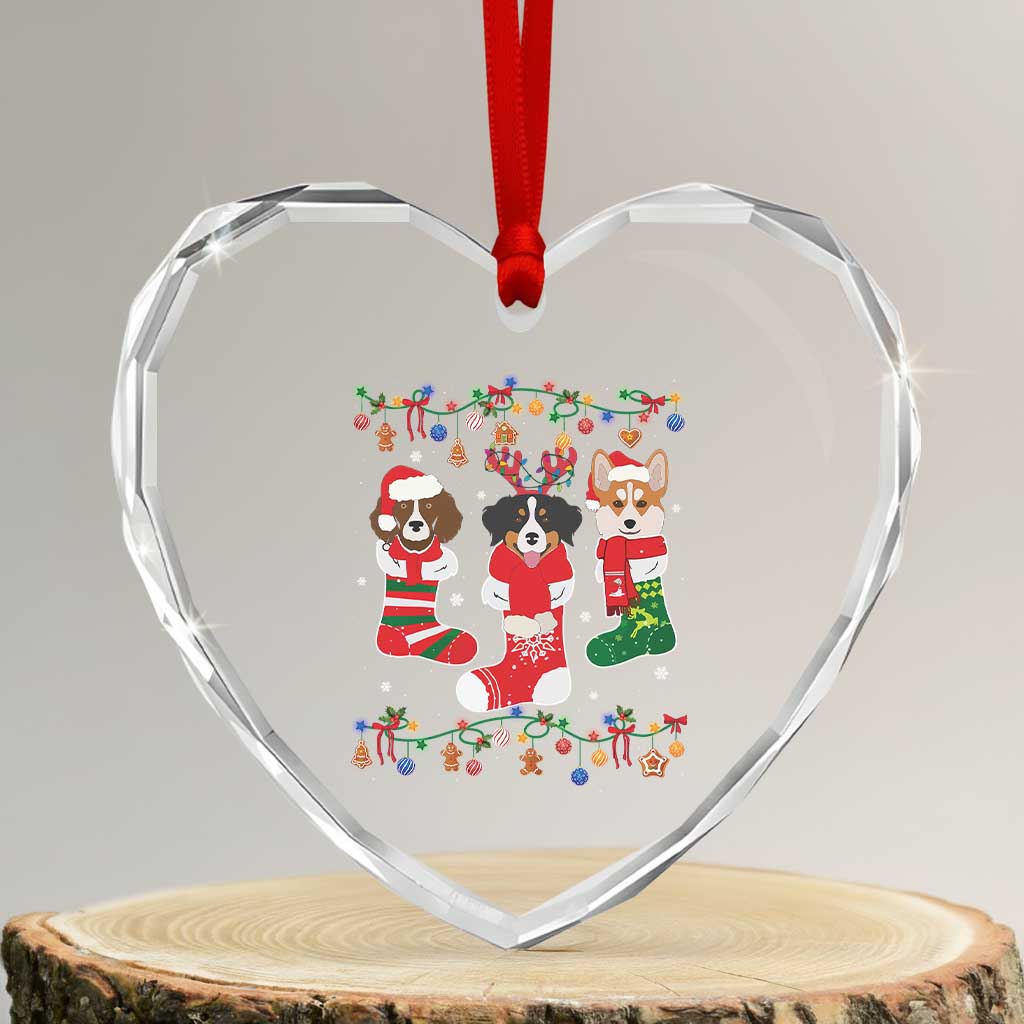 Funny Xmas Dog Owner Heart Crystal Glass Ornament Socks Xmas Holiday - Wonder Print Shop