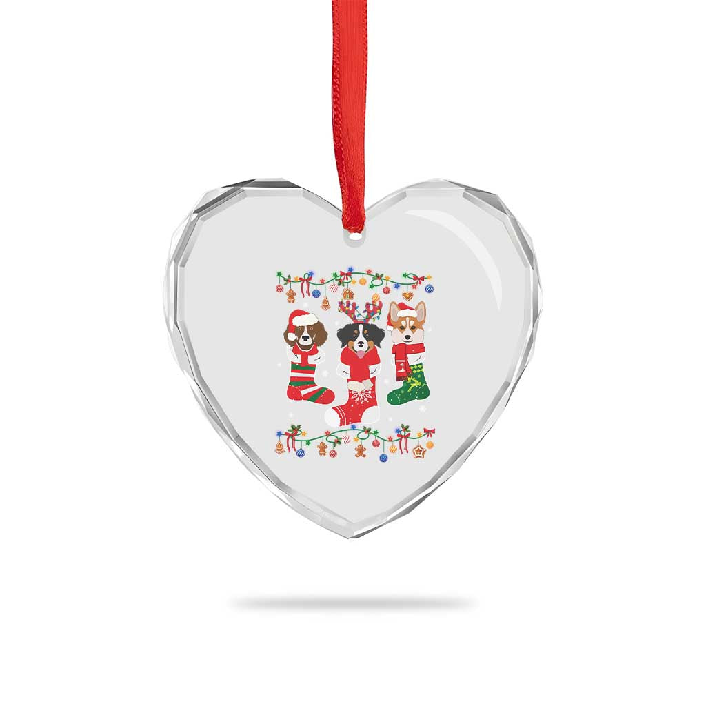 Funny Xmas Dog Owner Heart Crystal Glass Ornament Socks Xmas Holiday - Wonder Print Shop