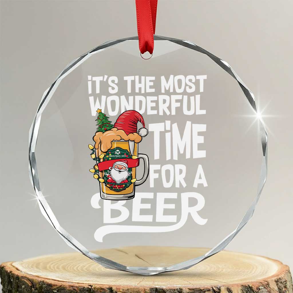 Funny Xmas Drinking Crystal Glass Ornament It is The Most Wonderful Time For A Beer TS12