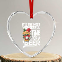 Funny Xmas Drinking Heart Crystal Glass Ornament It is The Most Wonderful Time For A Beer - Wonder Print Shop