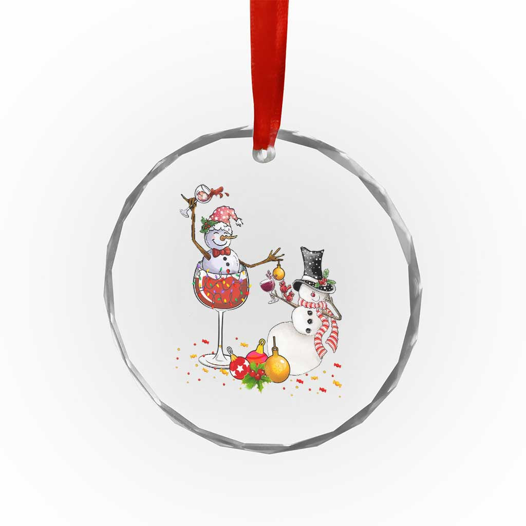 Funny Xmas Drinking Party Crystal Glass Ornament Snowman Cheer Wine TS09