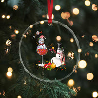 Funny Xmas Drinking Party Crystal Glass Ornament Snowman Cheer Wine TS09