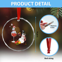 Funny Xmas Drinking Party Crystal Glass Ornament Snowman Cheer Wine TS09