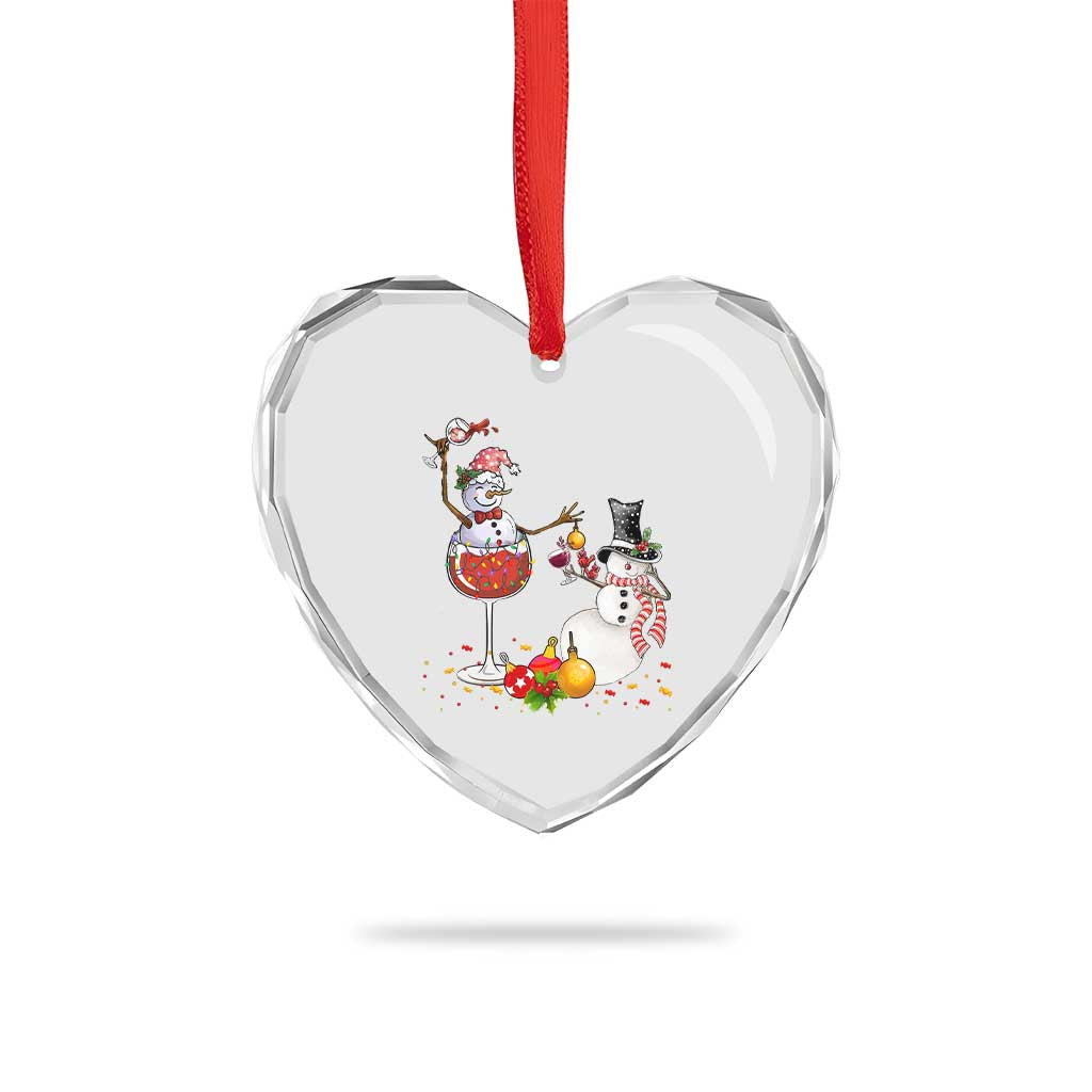 Funny Xmas Drinking Party Heart Crystal Glass Ornament Snowman Cheer Wine - Wonder Print Shop