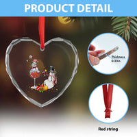 Funny Xmas Drinking Party Heart Crystal Glass Ornament Snowman Cheer Wine - Wonder Print Shop