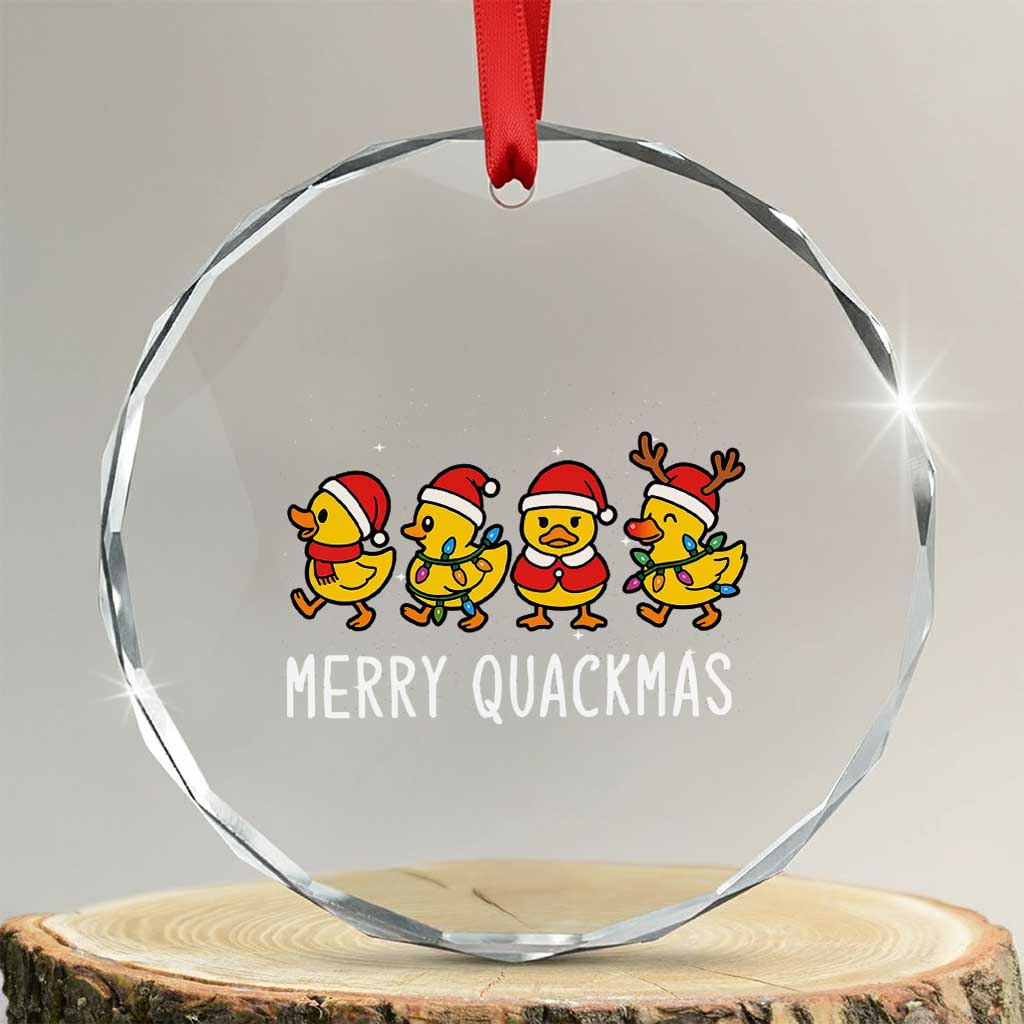 Funny Xmas Duck Crystal Glass Ornament Merry Quackmas Gift TS12