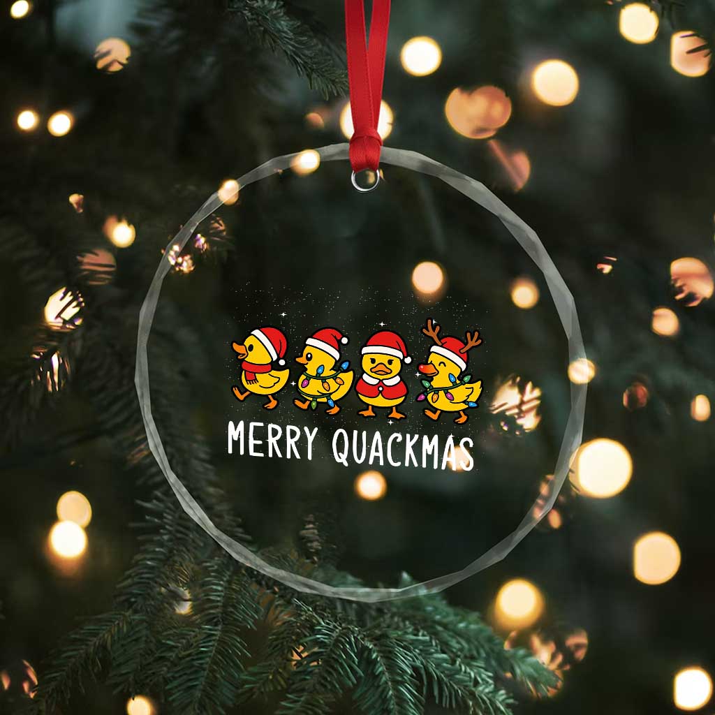 Funny Xmas Duck Crystal Glass Ornament Merry Quackmas Gift TS12